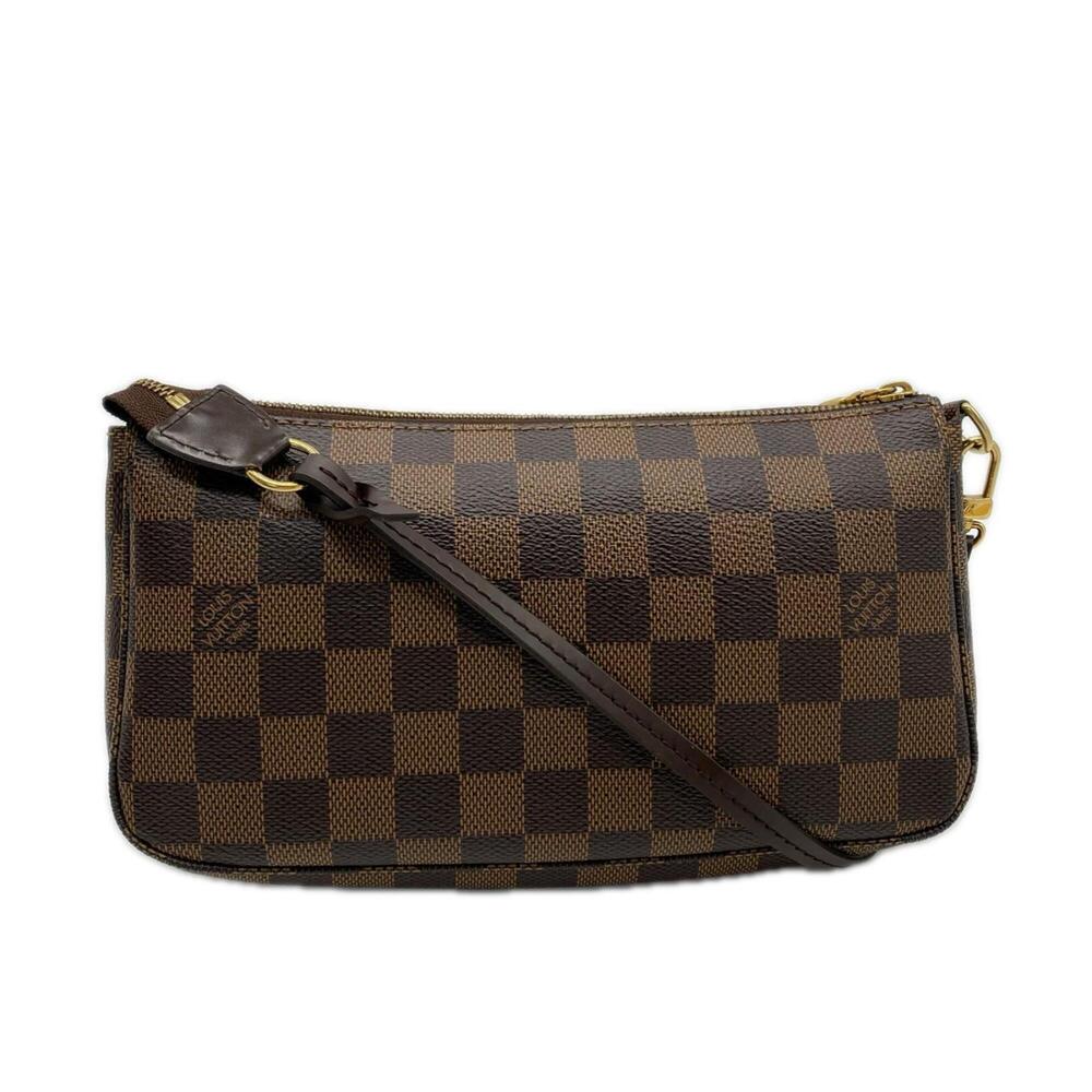 LOUIS VUITTON Damier Pochette Accessoires N51985 Handbag Brown Beige Red PVC ...